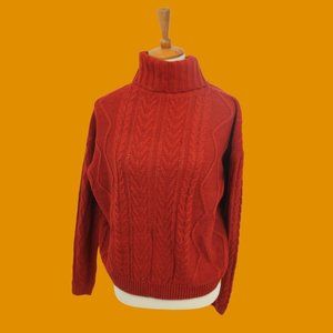 Lumiere Cable Knit Thick Cowl Neck Sweater S